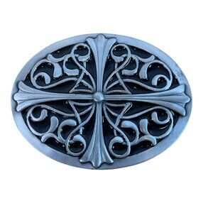 Siskiyou Cross Belt Buckle Fine Pewter & Gifts Oval Ornate Celtic Design